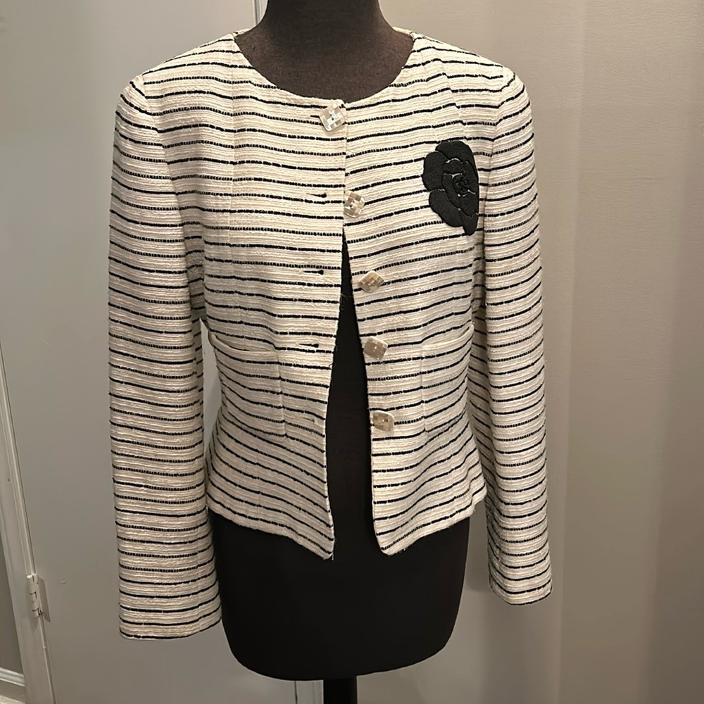 Black and White Chanel Camellia Jacket